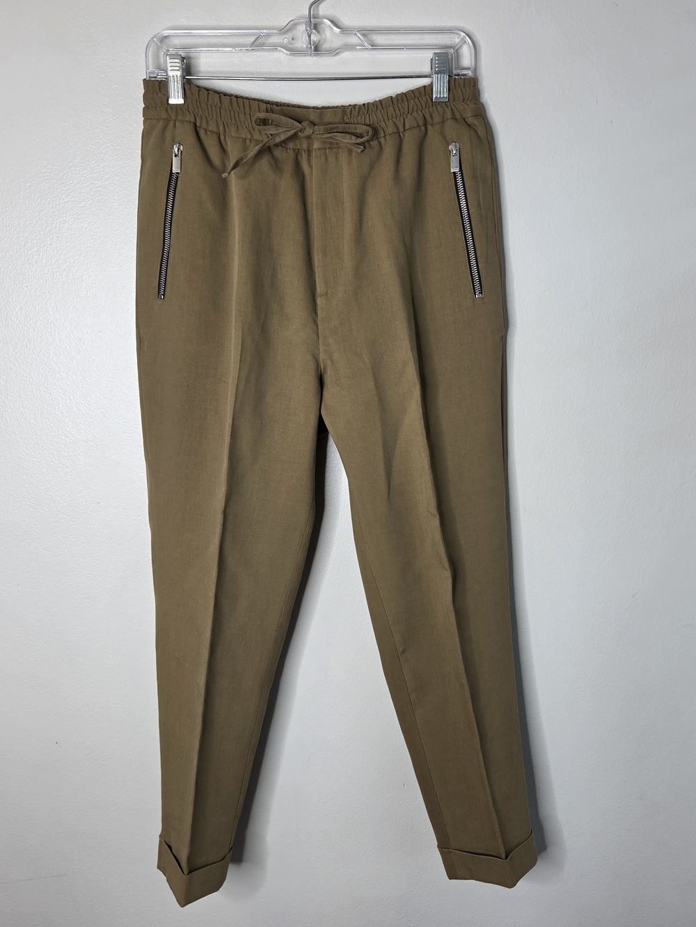 The Kooples Men's Fitted Brown Tie Front Cuffed Hem Pants